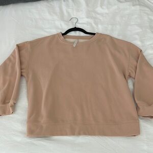 Pink Crew Neck 3/4 Sleeve Boxy Sweatshirt